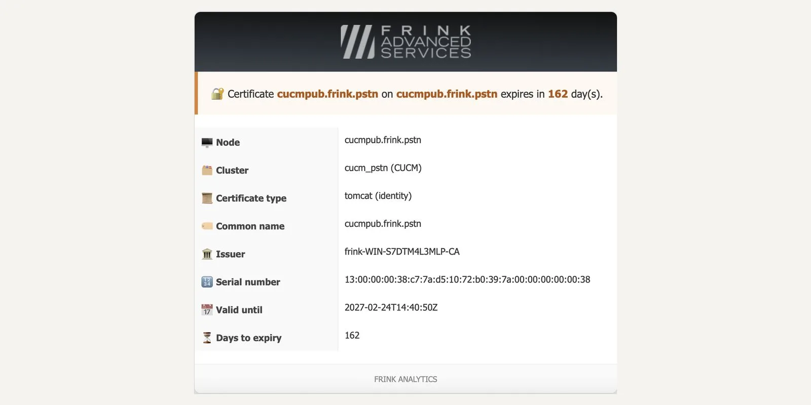 Alert e-mail · certificate expiry
