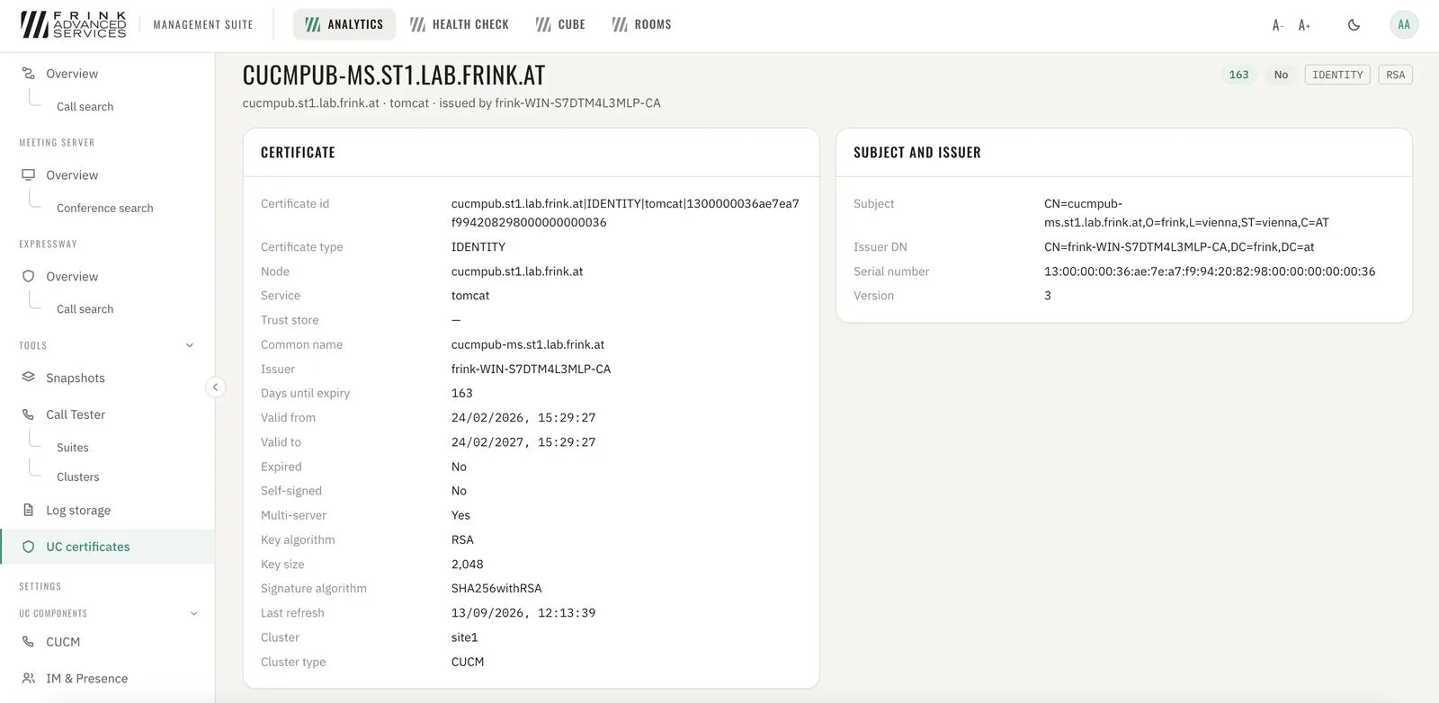 Certificate details