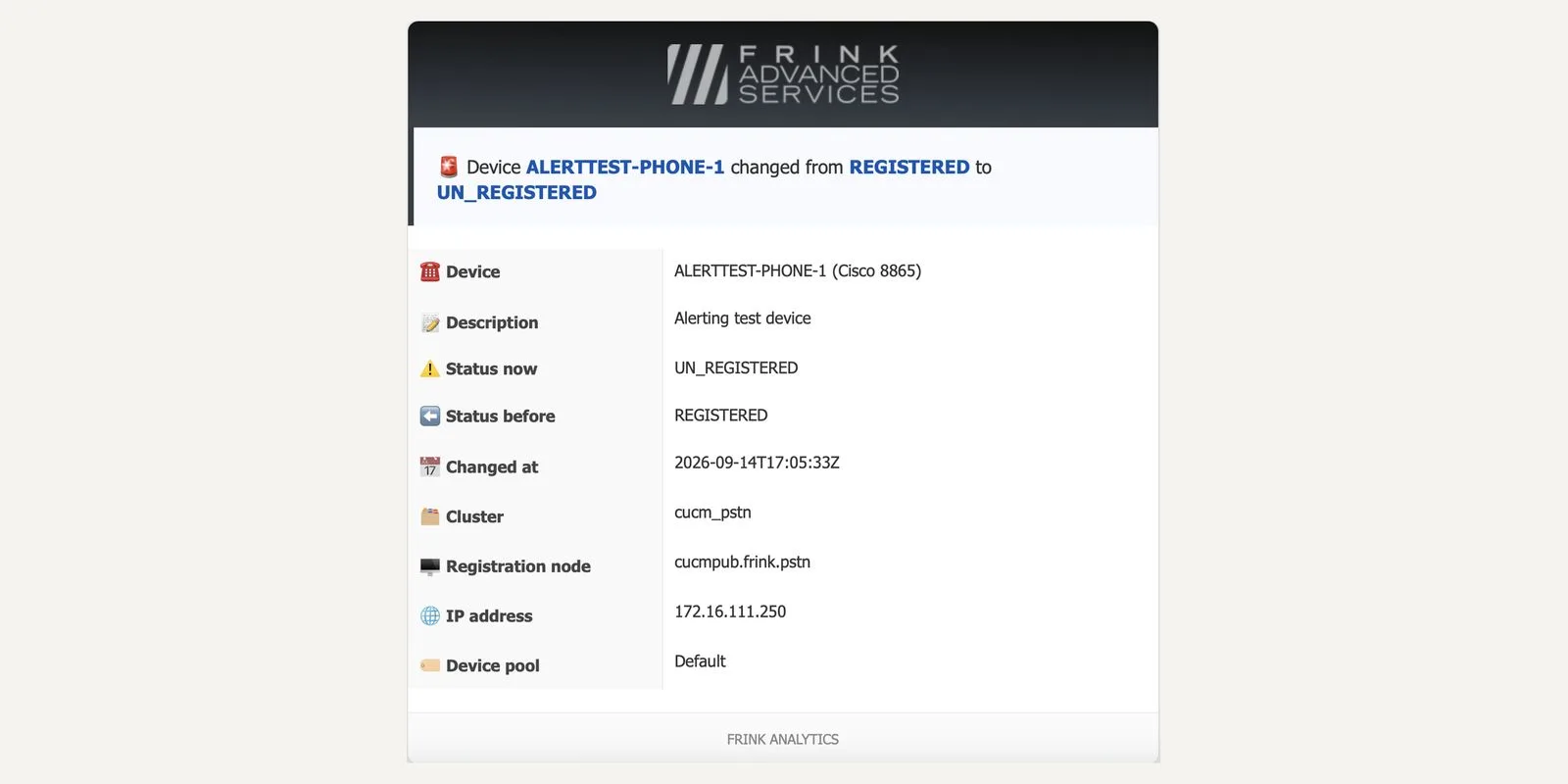 Alert e-mail · device registration change
