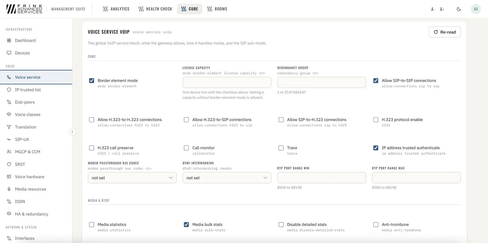 CUBE · voice service VoIP as a form instead of CLI